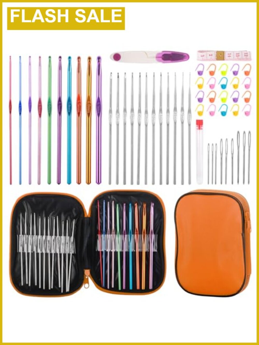 Crochet Kit for Beginners 22 Hooks Aluminum Iron with Case